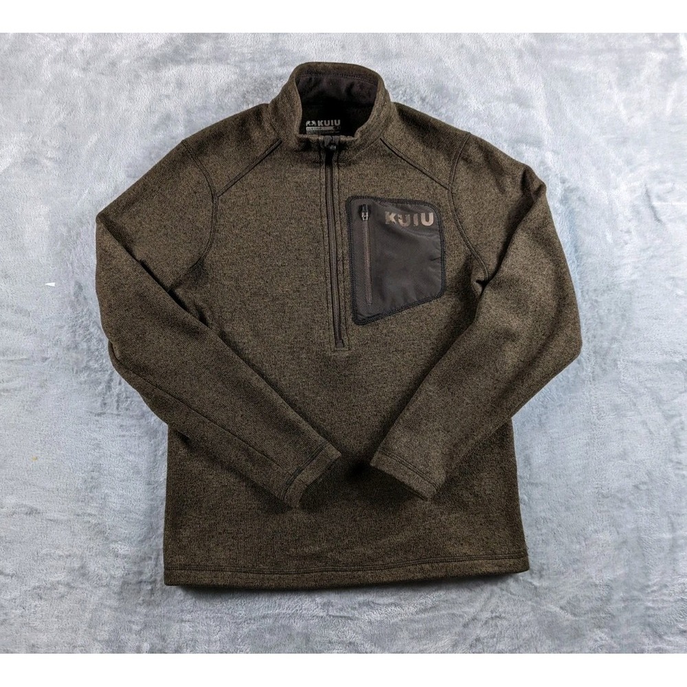 KUIU Sweater Men Small Brown Base Camp 1/4 Zip High Loft Fleece Pullover Outdoor